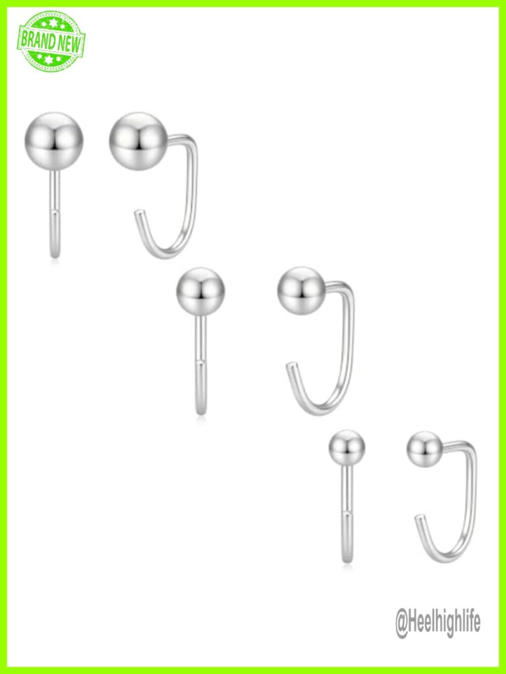 Backless Half Hoop Earrings Gold Plated 3 Pair Set Sleep Friendly Secure Dainty